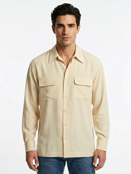 Equipment Other - EQUIPMENT HOMME Silk Dress Shirt In Cream/beige Size Medium